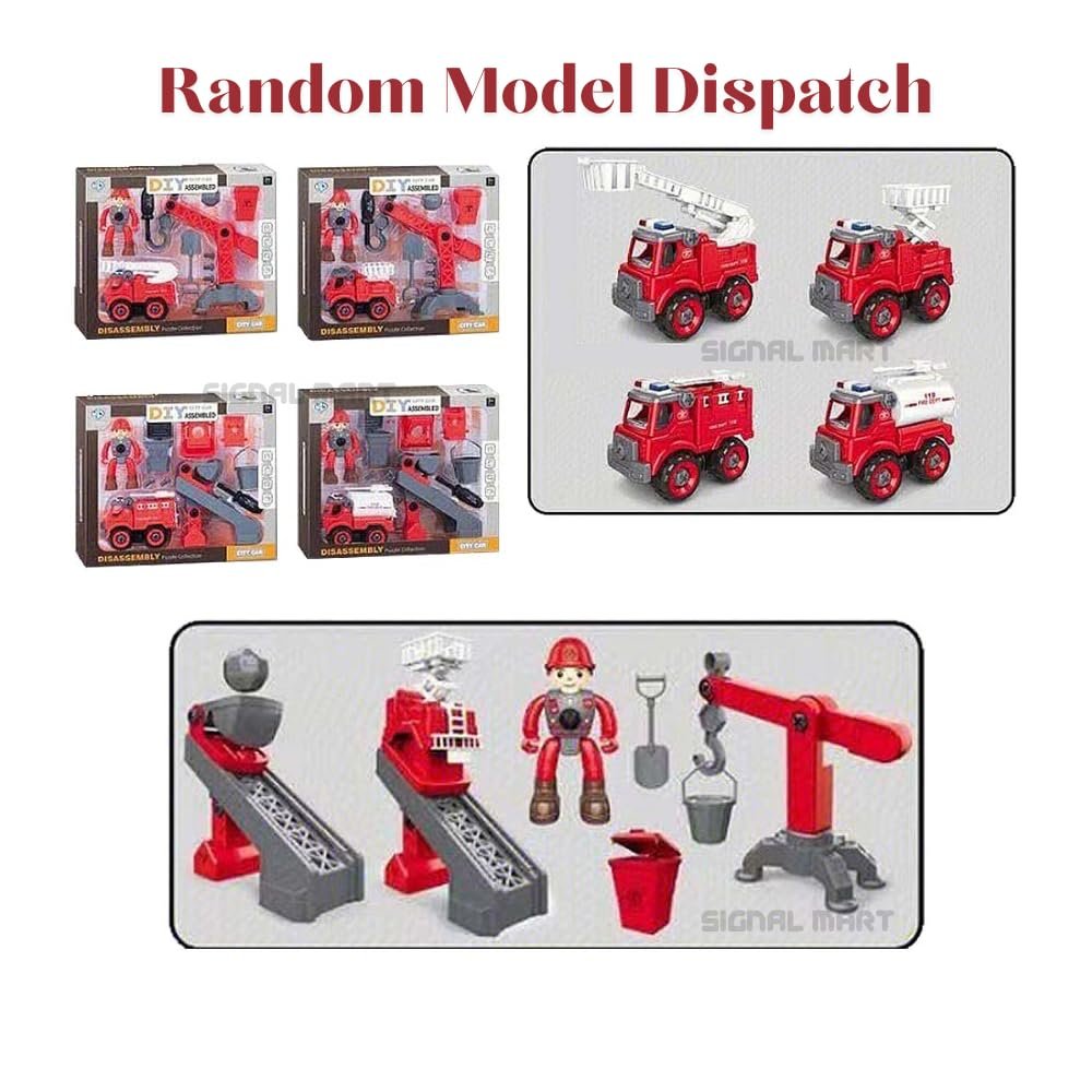 Fire Rescue Toy Set Pack of 6 with 1 Screwdriver Tools,Kids Stem Toys Including 1 Crane,1 Truck,1 Man,and 1 Spoon for Toddlers Boys 3-7 Year Old,Multicolor - Image 6