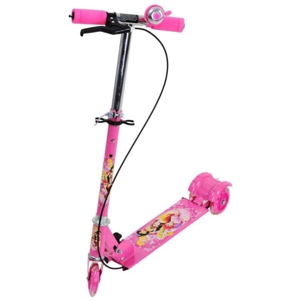 Ixora® Kick Scooter for Kids 3 Wheeler Foldable Kick Skating Cycle with Brake and Bell, LED on Wheels and Height Adjustable for Boys and Girls for 3-7 Years (Pink)