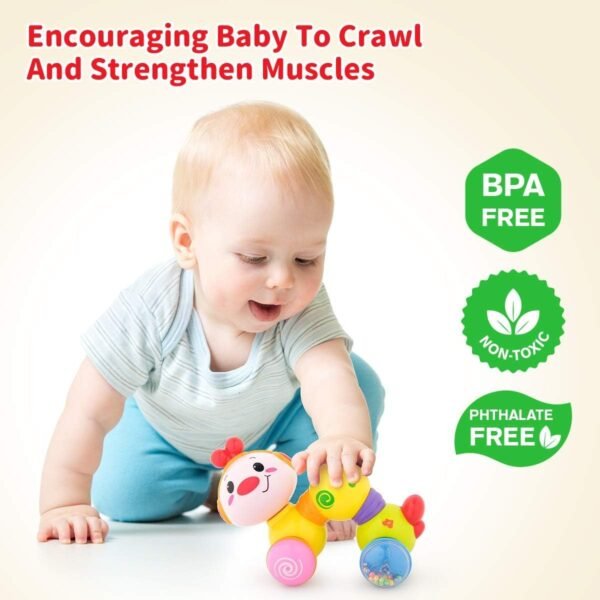Pluspoint Caterpillar Press & Go Toy Musical,Baby Toys 6 To 12 Months, Light Up Head Inchworm Infant Toys, Baby Crawling & Educational Toys For 1 Year Old Boys & Girls (Caterpillar) - Multicolor - Image 5