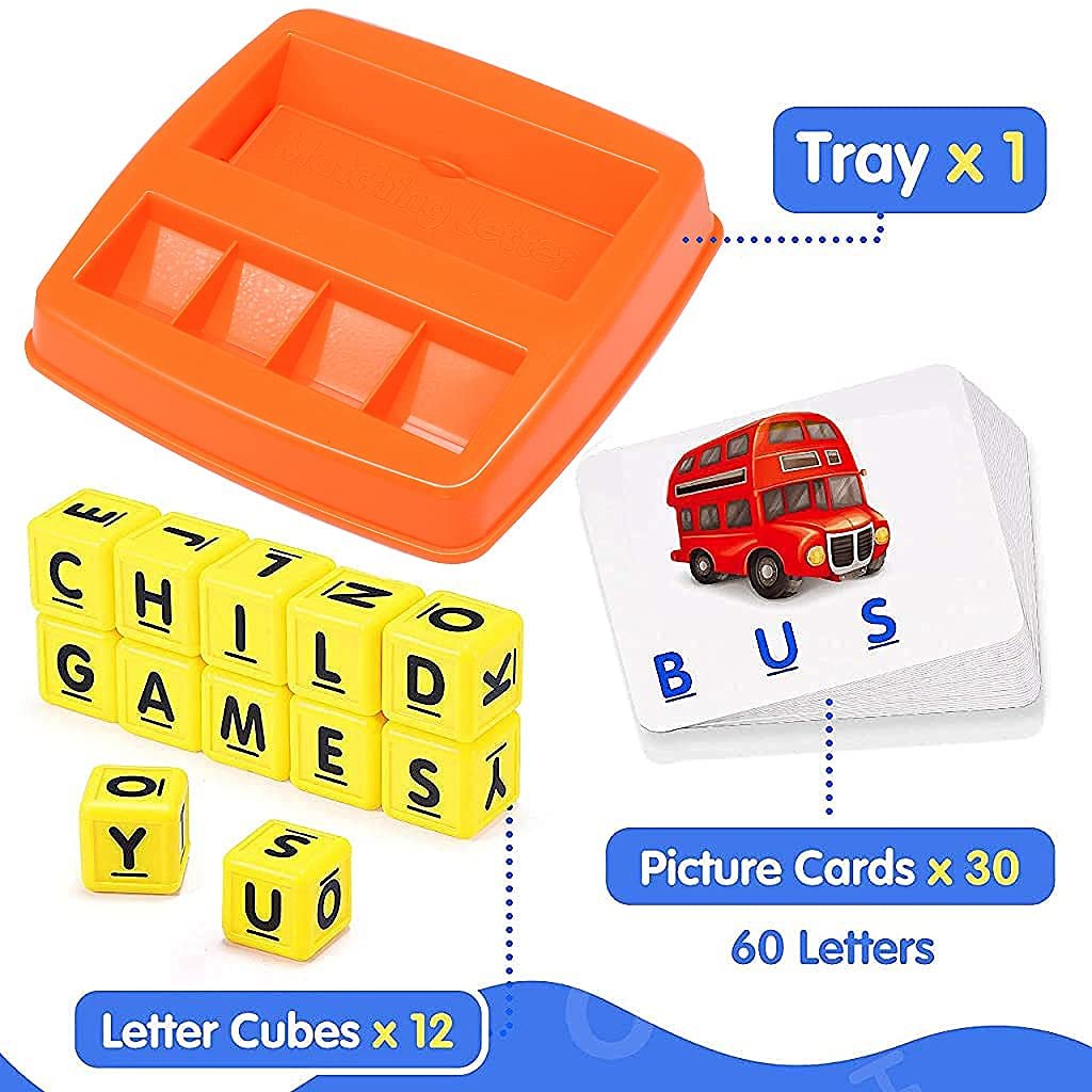 PATPAT® Flash Cards for Kids,Early Learning Toys for Kids Educational Toys Flash Cards Matching Letter Game Kid Games Toys for 3-8 Year Old Birthday Gift for Girls Boys - Orange - Image 3