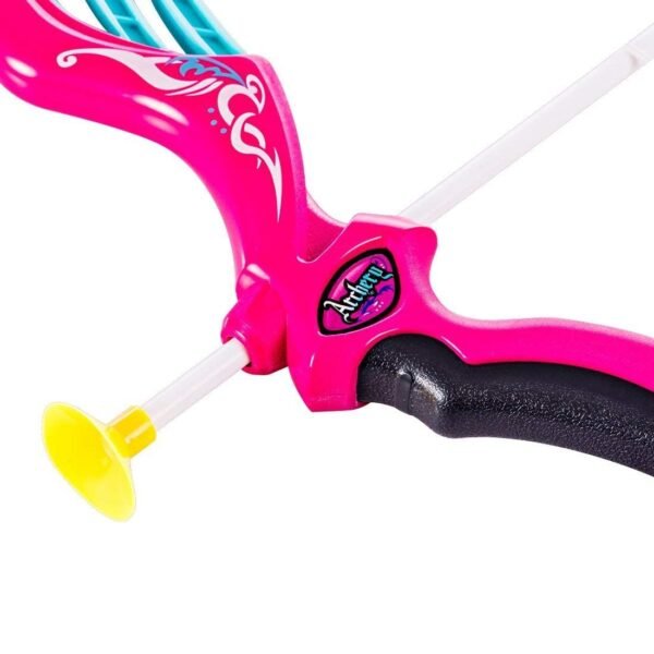 Storio Kids Bow & Arrow Toy | Archery Set for Boys and Girls, Outdoor Hunting Game with 3 Suction Cup Arrows, Target & Quiver | Target Game Perfect for Kids - Pink - Image 2