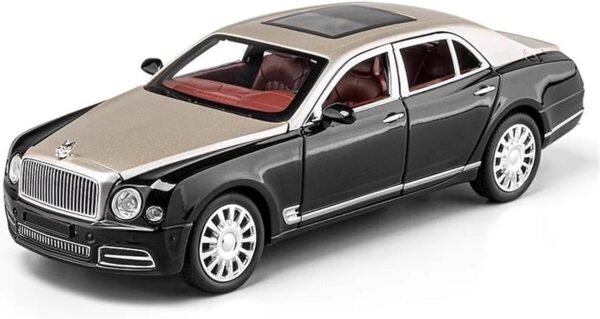 1:24 Bently Mulsanne Black/Brown Die-Cast Metal Pull Back Car with 6 Openable Doors with Sound and Light Toy Decoration car Best Gift Toys for Kids ?Black/Brown Color? - Image 6
