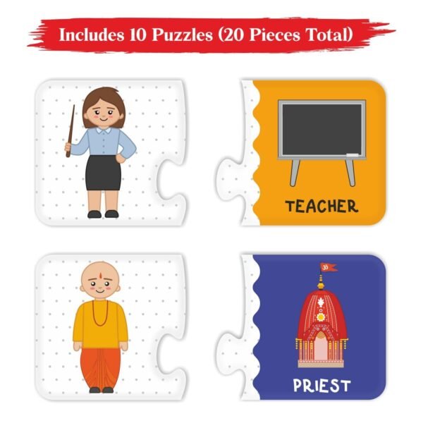 Webby Our Profession 2 Pieces Learning Pack Jigsaw Puzzle, Montessori Early Educational Pre School Puzzle Toys for 2+ Years Kid - Image 3