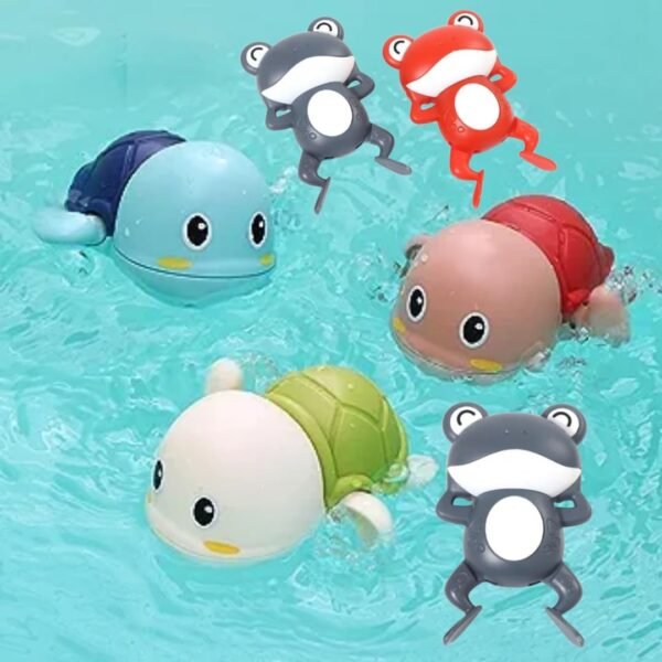 COSMOBABY Premium (Turtle & Frog Combo) Bath Toys, Cute Swimming Bath Toys for Toddlers 1-3, Floating Wind Up Toys for 1-5 Year Old Boy Girl, New Born Baby Bathtub Water Toys, Proudly Made in India - Image 4