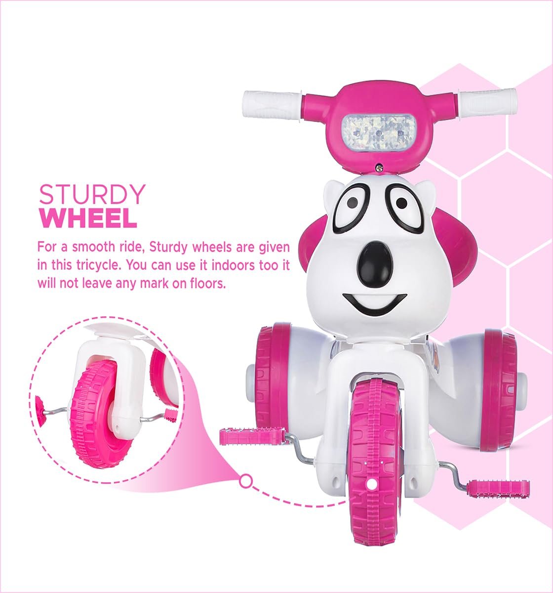 Dash Teddy Foldable Tricycle for Kids 1-3 Years, Baby Cycle With Light and Music (Capacity 20Kg | Pink) - Image 4
