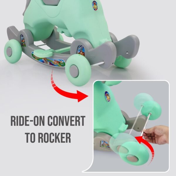 Dash Marshal 2 in 1 Ride on Horse for Kids, Horse Rider for Kids 1+ Years, Rocker cums Ride on Toy with Attractive Music for Kids (Capacity 20kg | Green) - Image 5