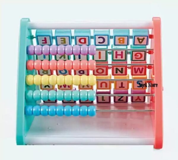 5 in 1 Activity Triangle Center Cube Alphabet Blocks Abacus Clock Writing Board Counting Beads Assembly Toys for Babies Montessori Learning Toy for 1-5 Year Old Kids (Multicolor) - Image 5