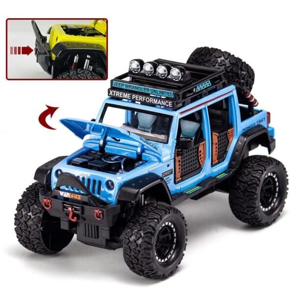 Jeep Wrangler Rubicon Alloy Pickup 1:24 Scale Model Car Exclusive Alloy Metal Car Die-cast Car Scale Model Pullback Toy car with Sound & Light Music Best Gifts Toys Kids?Colors as Per Stock? - Image 2