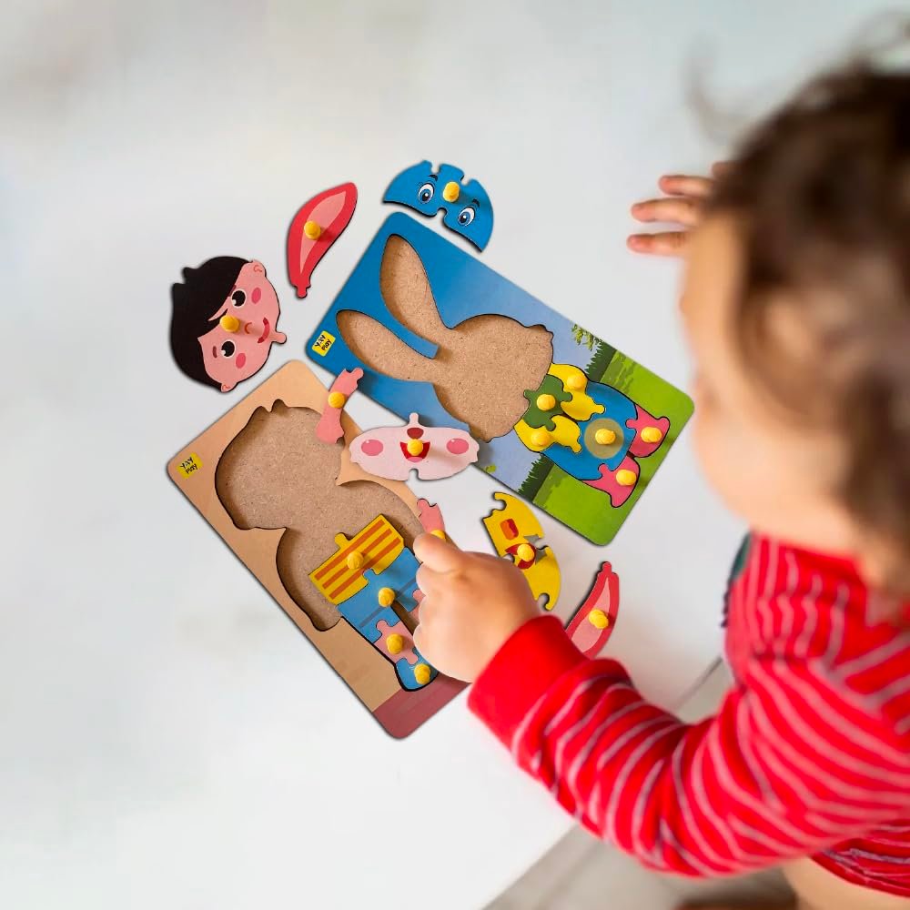 Yay Play Wooden Knob And Peg Puzzle For 2+ Years Kids | Montessori Wooden Toys | Shape Sorter For 2 Years Kids - Image 2