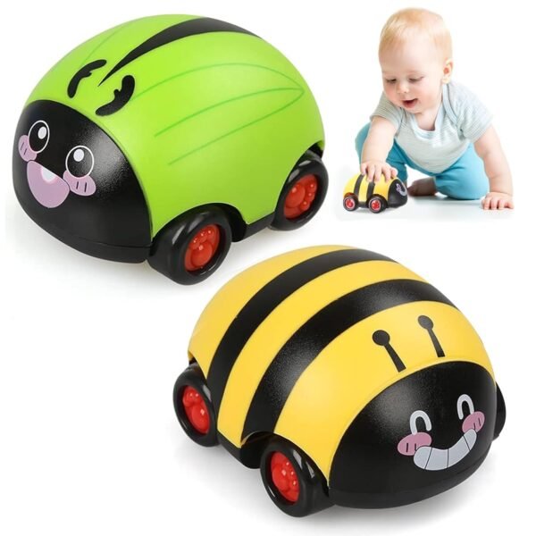 Pull Back Cute car for Toddler Toys 2-4 Year Old Boys and Girls Cute Model Bees, Friction Powered Vehicle Playset for Kids Pack of 2 (Random Color)