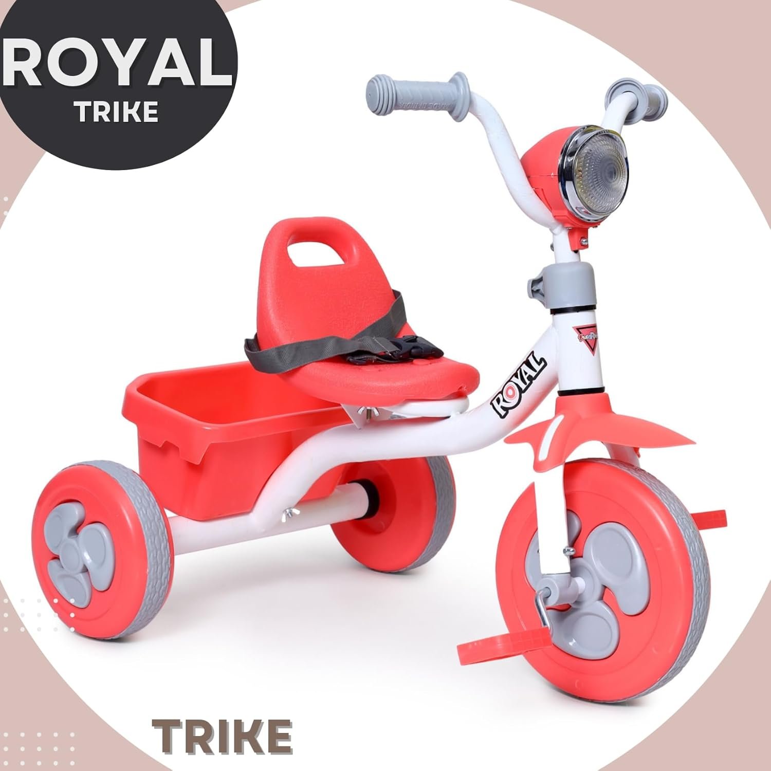 Fun Ride Royal Kids Tricycle - Front Headlight, Musical - 1 Year to 5 Years - Trike for Indoor and Outdoor - Up to 30 Kgs - Made in India (Red) - Image 3