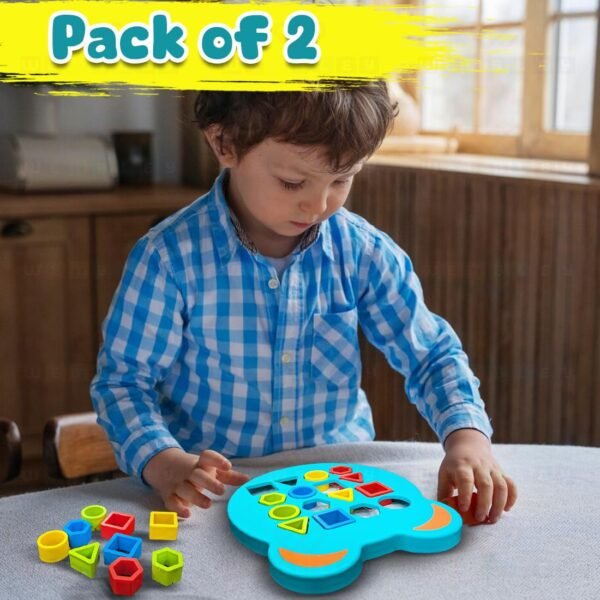 Wembley Kids Montessori Geometric Shape Sorter Puzzle Game | Learning Colour Logic Game for Toddlers Activity | Brain Teaser Educational Toy for 2-5 Years Boys and Girls Travel Toy & Birthday Gift - Image 2