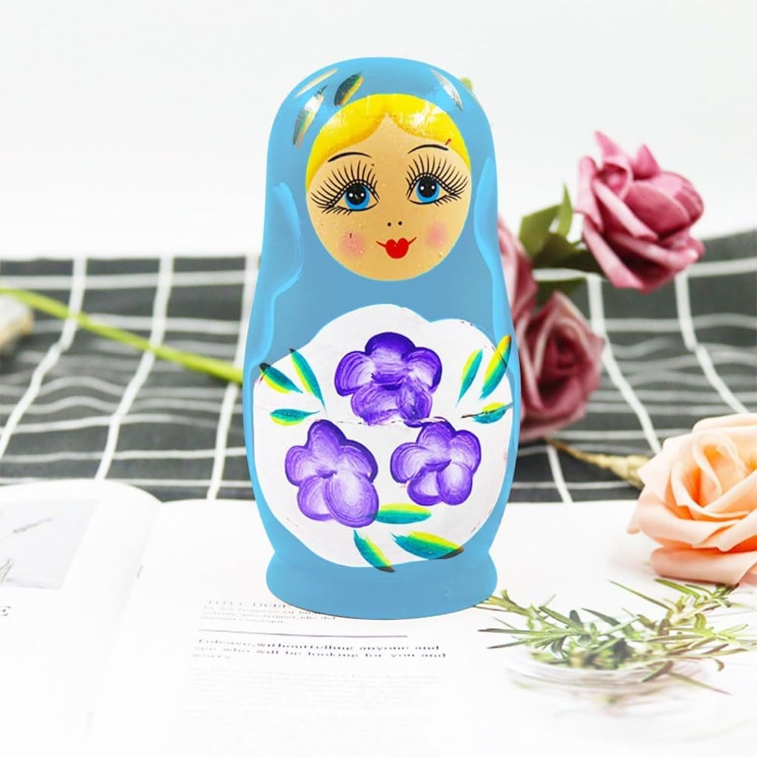 Learning Cushion Pillow Book for Kids & Hand-Painted Wooden Nesting Dolls (Russian Doll) Combo – Educational Gift Set for Toddlers 1-3 Years | Bilingual, Safe & Eco-Friendly Toys. - Image 2