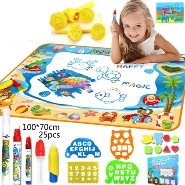AM ANNA Water Doodle Mat, Kids Painting Writing Doodle Toy Mat - Color Doodle Drawing Mat Bring Magic Pens Educational Toys for Age 2 3 4 5 6 7 Year Old Girls Boys Age Toddler Gift