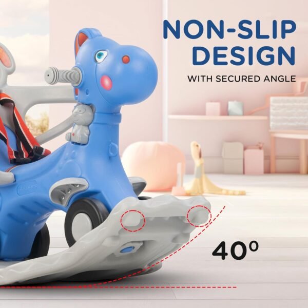 Baybee 3 in 1 Baby Rocking Horse Ride on Toy Car for Kids | Baby Rocking Chair with Push Handle, Balance Board & Safety Guardrail | Push Ride on Car for Kid | Horse Rider for Kids 1-3 Years (Blue) - Image 6