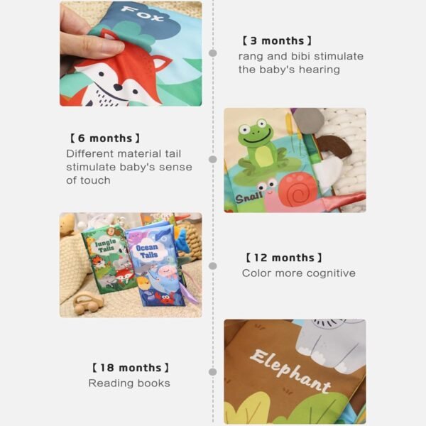 Kidology Learning Tails Book, Children\'s Tail Cloth Book Set, Tear Resistant Books with Rustling Sound, Early Educational Toy for 0-3 Years Boys & Girls, Ideal for Baby Showers - Image 5