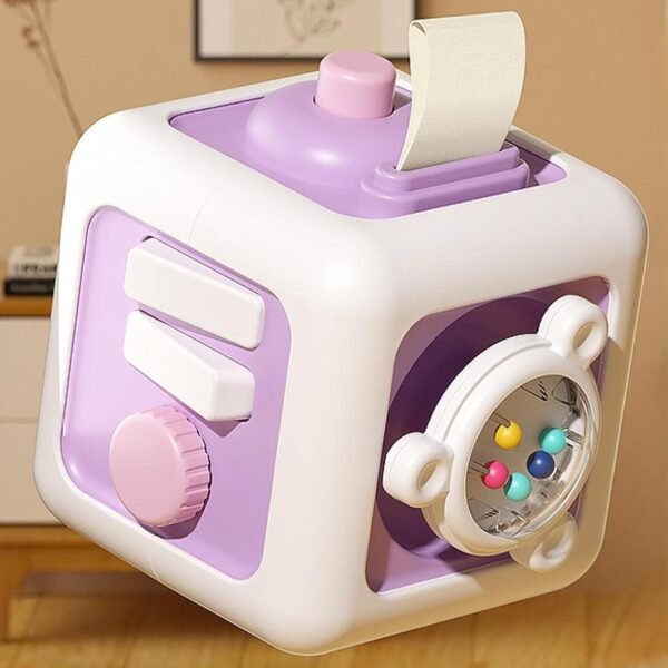 Toy Activity Cube Educational Toy Travel Sensory Toy for Toddlers 1-3 Boys Girls Purple - Image 3