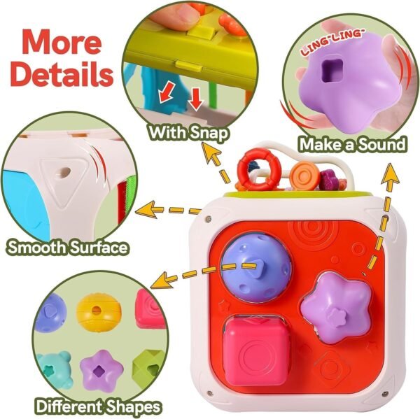 Galaxy Hi-Tech Baby Toddler Activity Cube with Musical Phone,Play Learning Center Toy 7 in 1 Interactive Educational Blocks Activity Multi-Functions,Skill Improvement Early Learning Game Toys,10 Pcs - Image 6