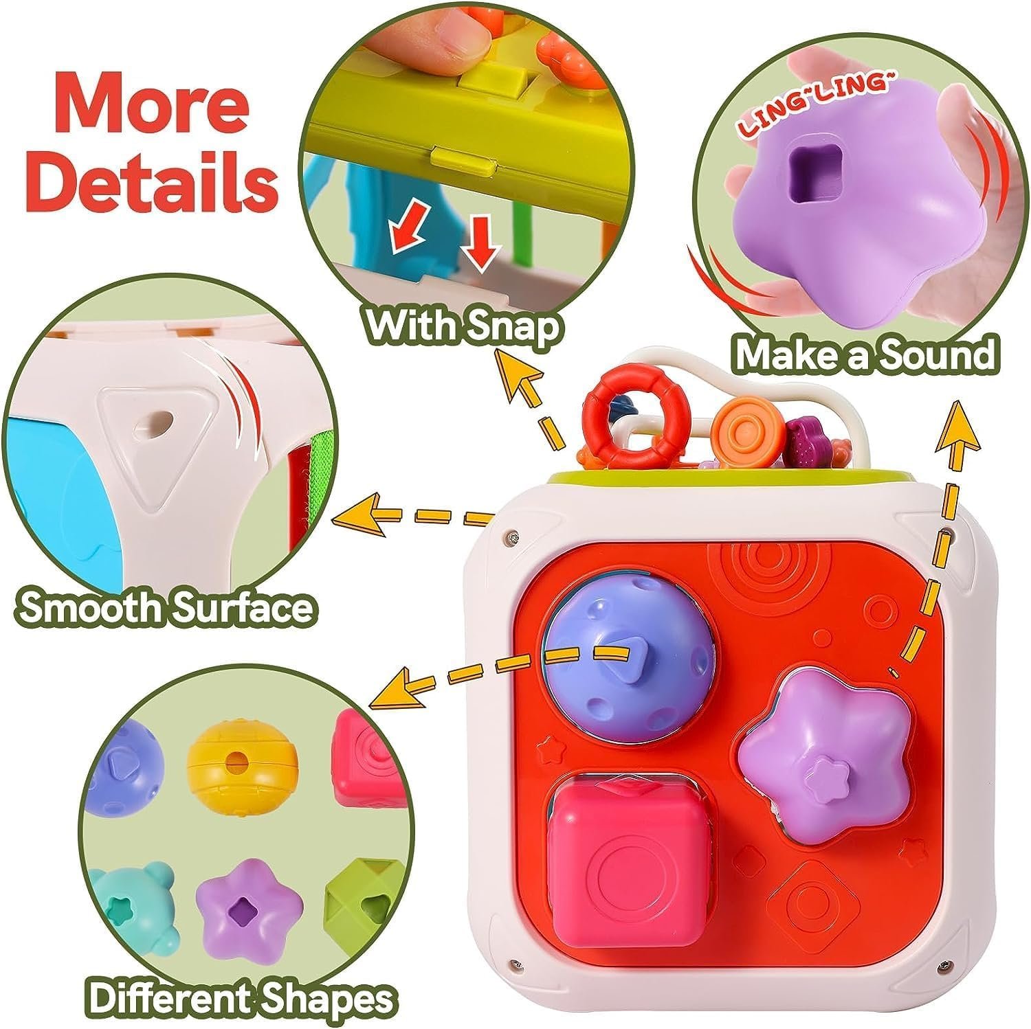 Galaxy Hi-Tech Baby Toddler Activity Cube with Musical Phone,Play Learning Center Toy 7 in 1 Interactive Educational Blocks Activity Multi-Functions,Skill Improvement Early Learning Game Toys,10 Pcs - Image 6