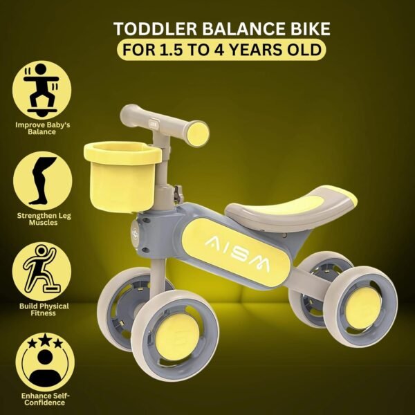 Baby Push Ride-On Car for Toddler Kids 1-4 Years Old Boys & Girls with 4 Wheels Ride On Toys Upto 30 Kgs Weight (Yellow) - Image 4