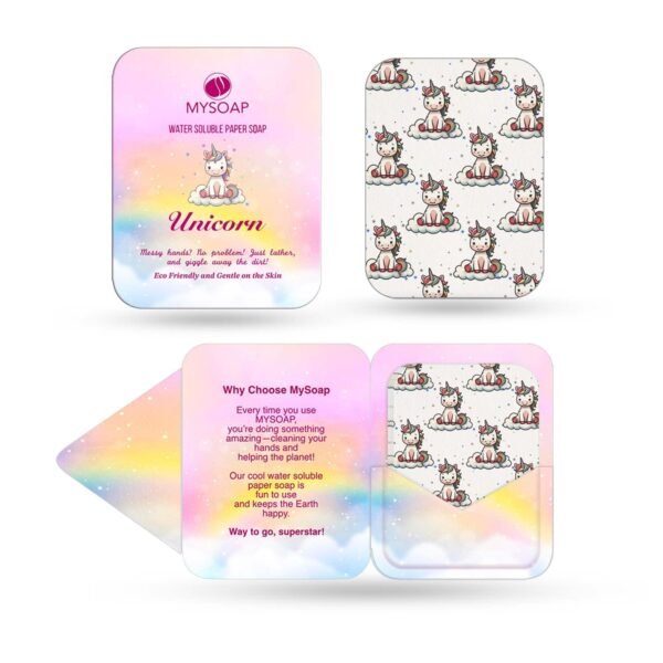 Unicorn Soap for Kids | MY SOAP | Colorful & Printed | Instant Hygiene Strips | Pack of 5 (50 Strips) – The Perfect Mess-Free Handwashing Solution?