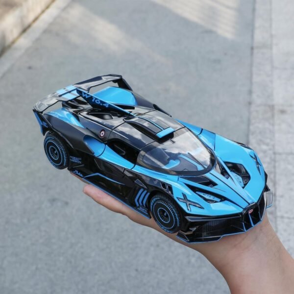 Exclusive Alloy Metal Pull Back Die-Cast Car 1:24 Big Bugatti Bolide Toy Car Diecast Metal Pullback Toy Car with Openable 6 Doors,Light Music Boys Gifts Toys(Bugatti Bolide-Blue) - Image 5