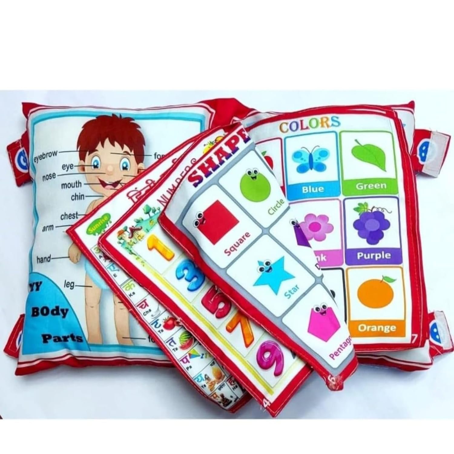 Learning Cushion Pillow Book for Kids & Hand-Painted Wooden Nesting Dolls (Russian Doll) Combo – Educational Gift Set for Toddlers 1-3 Years | Bilingual, Safe & Eco-Friendly Toys. - Image 3