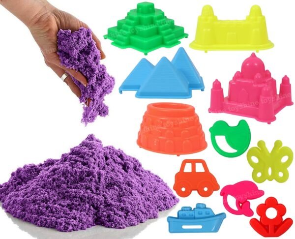 Toyshine 1 Kg Creative Sand for Kids with Free 8 pcs Castle Molds 1 Bonus Mold | Kids Activity Toy Soft Sand Clay - Pink, Clay - Image 5