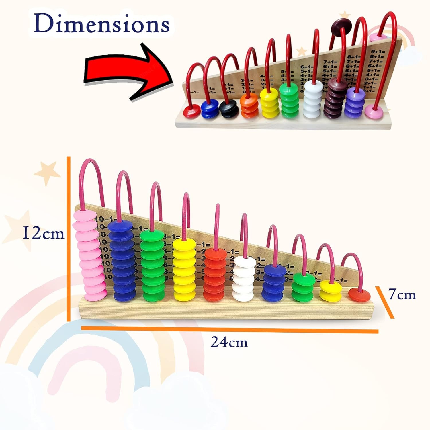 FunBlast Wooden Double - Sided Calculation Shelf Abacus With Counting Addition Subtraction Maths Toy, Early Educational Learning Toy - Multicolor, Kid - Image 2