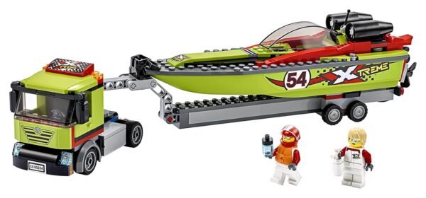 LEGO 60254 Kid\'s City Great Vehicles Race Boat Transporter Floating Bath Truck Toy With Building Block Trailer And Speedboat (Multicolor, 5 - 7 Year Old) - Image 4