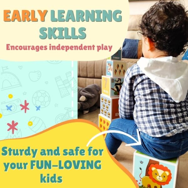 Stacking And Nesting Cubes Educational Toys, Early Learning, Brain Activity, Travel-Friendly Toy For Toddlers, Montessori Toys For 1+ Year-Old, Gift For 1, 2 Years Old Boys & Girls, Multicolor - Image 6