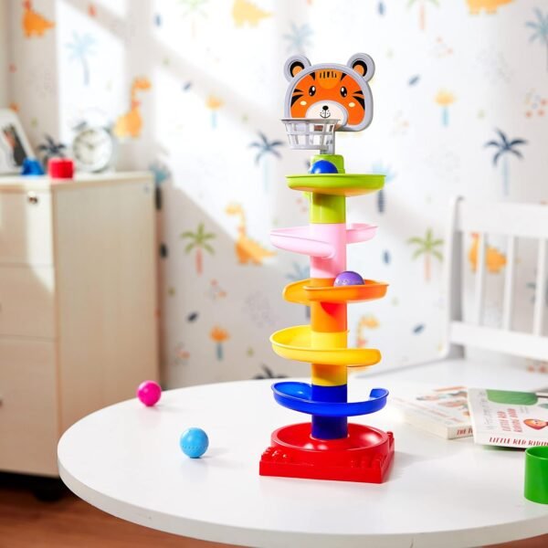 Amazon Brand - Jam & Honey | Rolling and Swirling Ramp Drop Toy for 3-4 Year Kids | 5 Layers. 4 Balls - Image 2