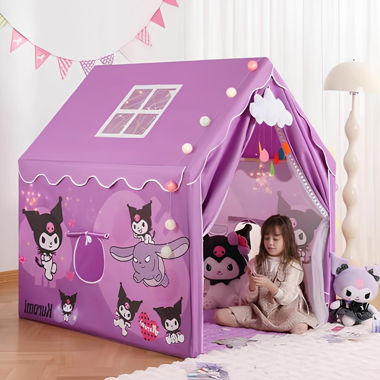 Colorfull and Extremely Light Weight Indoor and Outdoor Kids Play Tent House for 3-8 Years Old Kids Girls and Boys (Prple CAT 0123) - Image 2