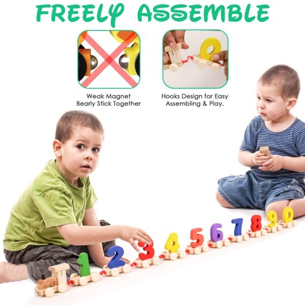 ADA Handicraft Wooden Digits 0 to 9 Number Train | Digits Number 0 to 9 Wooden Toy Train for Early Educational Kids (Multicolor) - Image 6