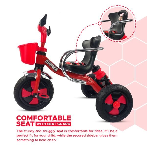 Dash Stinger Tricycle for Kids 3-5 Years, Baby Cycle With Storage Basket and Sipper (Capacity 25kg | Red) - Image 3