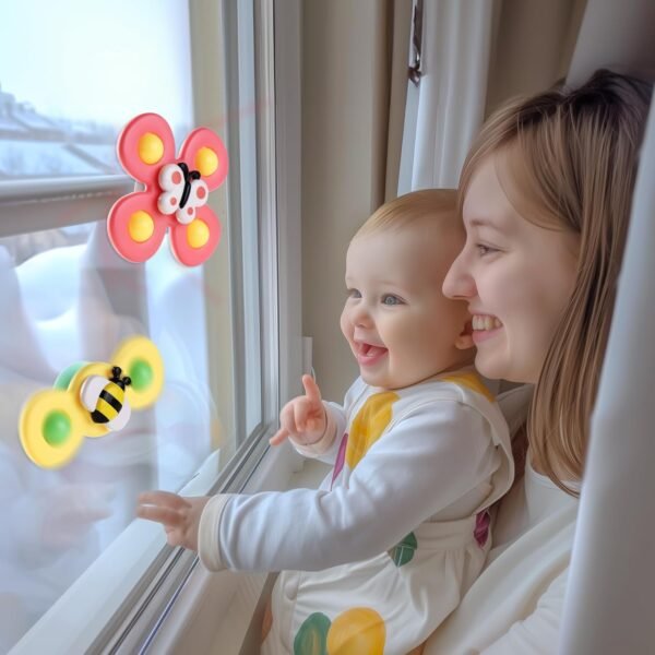 3PCS ALASOU Suction Cup Spinner Toys for 1 2 Year Old Boy&Girl|Toddler Toys Age 1-2|1 2 Year Old Boy Birthday Gift for Infant|Sensory Baby Bath Toys for Toddlers 1-3 - Image 2