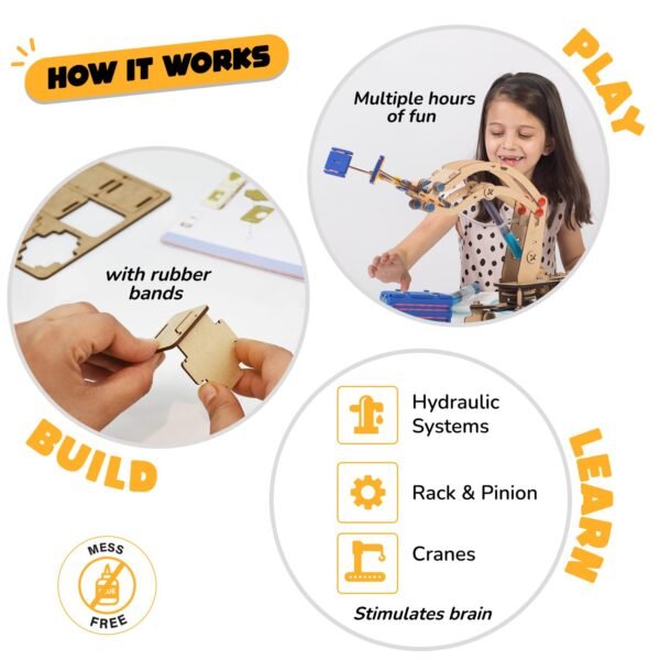 Smartivity Hydraulic Crane, STEM DIY Fun Toy, Educational & Construction Based Activity Game Kit for Kids 6 to 14, Best Birthday Gift for Boys & Girls 6-8-10-12-14 Years Old, Made in India - Image 3