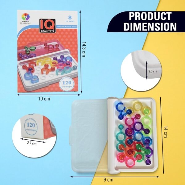 WireScorts IQ Link Game Toy, Travel Game for Kids and Adults, Brain Game Iq Games with 120 Challenges - Multicolor - Image 3