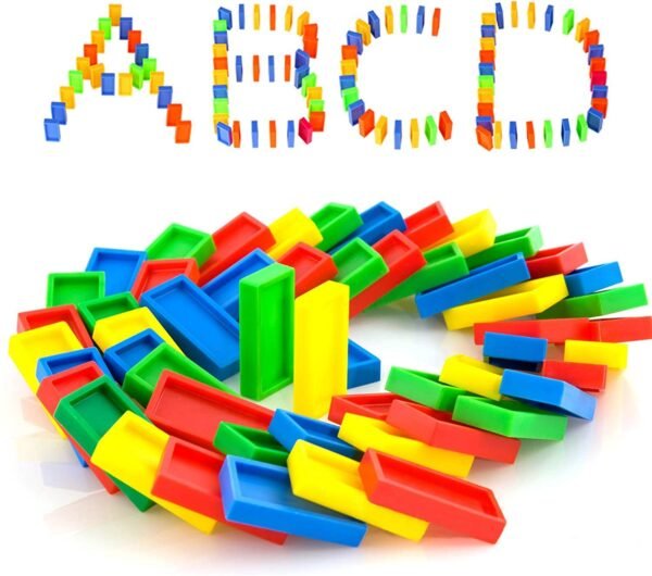 Dominoes Blocks Learning Building Blocks for Kids Puzzles Bricks Toys Sets Block Game Educational Toys for 3-5 Years Kids(100Pcs Plastic Domino Building Block)