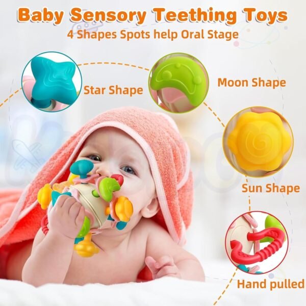 Kidology Silicone Space Ball Baby Teether - Sensory Toys for Boys and Girls, Newborn & Infant Rattle Toys, Montessori Learning Developmental Toddler Toys Suitable for Babies 6+ Months, Multicolor - Image 6