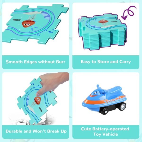 Car Puzzle Track Set for Kids with A Cute Vehicle Toddler Puzzle Track Play Set- Critical Thinking Educational Toys for 3-5 Year Old Boys Girls (Ocean 25 Pcs) - Image 5