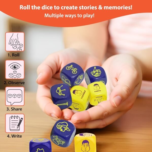 Chalk and Chuckles Rolling Tales, Story Telling Wooden Dice Cubes Age 5-99 Years Old, Learning and Education Game, Birthday Gifts for Boys and Girls - Image 3