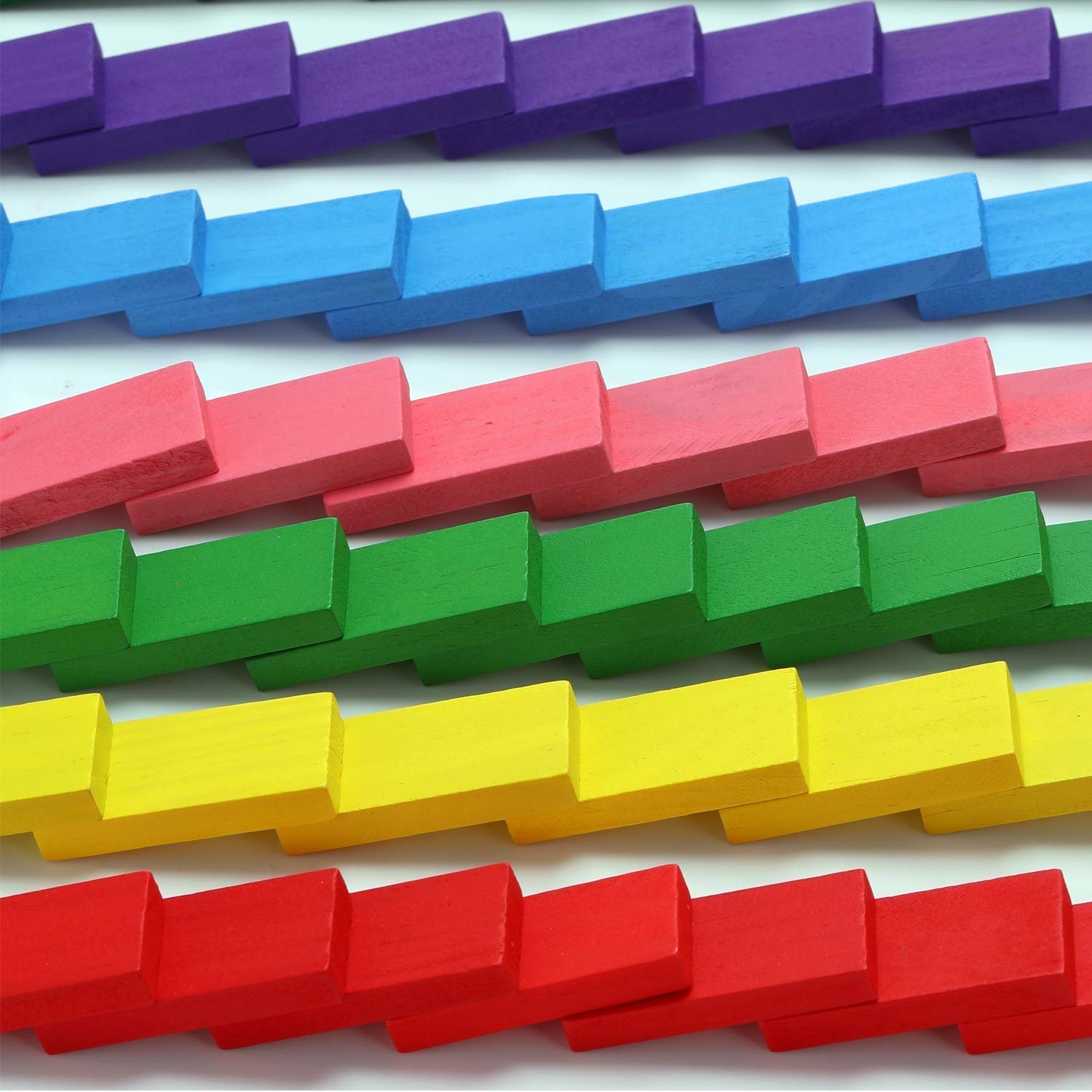 Non-Toxic Wooden Dominoes Building Blocks Set for 3-8 Years Old Kids,12 Multi Color,100 Piece - Image 2