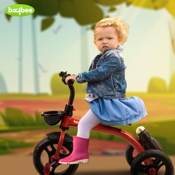 Baybee Maze Baby Tricycle for Kids | Balanced Baby Trikes with Handle & Seat Adjustments, Bottle Holder, Storage Basket for Toys | Children Bicycle for Kid | Kids Cycle for 2-5 Years Boy Girl (Red) - Image 2
