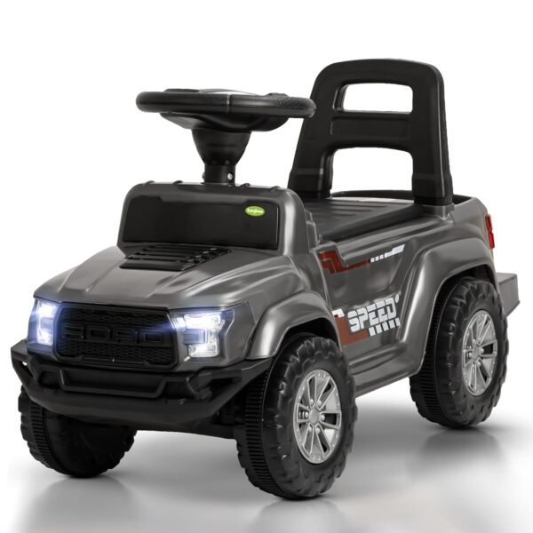 Baybee Ride on Baby Car for Kids | Push Ride on Jeep with Music & LED Light | Portable Ride on Toys Car with Backrest & Storage Basket | Kids Car to Drive 1-3 Years Boys Girls (Grey)