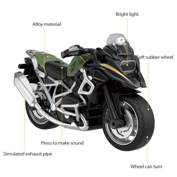 WORSHIPER Motorcycle Toy - Pull Back Motorcycle Toys, Tiny Gift with Music Lighting, Latte Motorcycles Toy for Kids Boys Age 3-8 Year Old 【Random Colour】 - Image 6