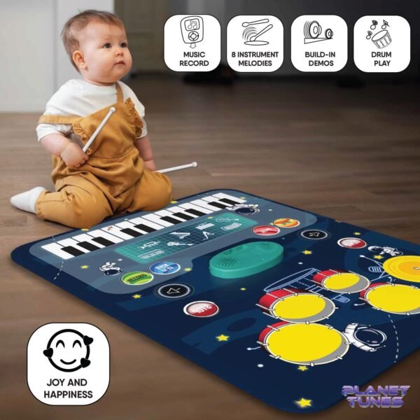 2-in-1 Musical Jam Playmat for Kids | Piano Keyboard with Drum Set, Music Recording & Playback | Portable Battery-Powered Sound Mat with Volume Control | Educational Gift for Kids Ages 3+ - Image 5
