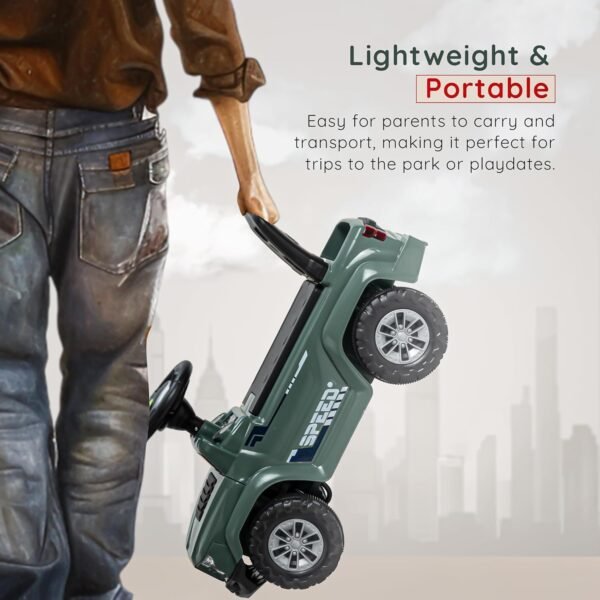 Baybee Ride on Baby Car for Kids | Push Ride on Jeep with Music & LED Light | Portable Ride on Toys Car with Backrest & Storage Basket | Kids Car to Drive 1-3 Years Boys Girls (Dark Green) - Image 6