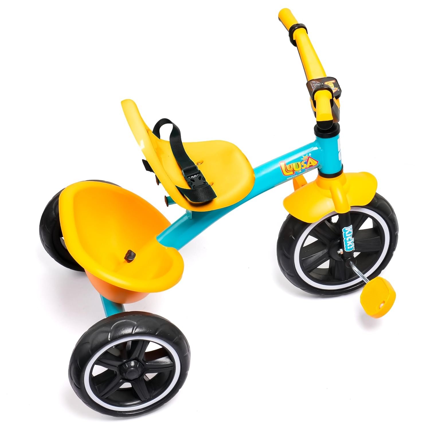 Luusa® Kick TRICYCLES for Kids | Kids Tricycle with Adjustable Seat Belt and Safety Features | Durable Frame | Suitable for Ages 1-5 Years | Multiple Colors Made in India (Yellow) - Image 3