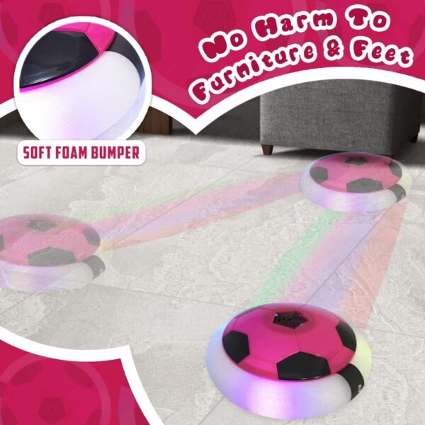 Wembley C-Type USB Rechargeable Battery Powered Hover Football Indoor Electric Floating Hover Ball Soccer | Smart Air Football | Fun Game for Kids Toys for Boys and Girls Birthday Gift - Pink - Image 3